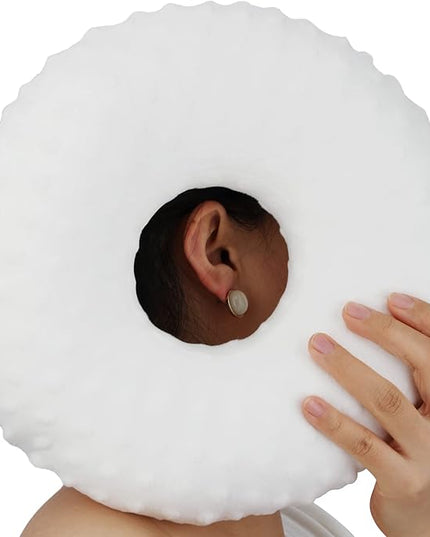 Ear Piercing Pillow for Side Sleeping, Chn Pillow with Hole for Side Sleepers Ear Pain Inflammation Pressure Sores O-Shaped Donut Guard Minky Dot White - LeafyLoom