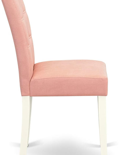 East West Furniture ANAS5-LWH-42 Antique 5 Piece Dinner Set Contain A Dining Table and 4 Beige Red Faux Leather Wooden Chairs with Stylish Back, Linen White Finish, 36x36 Inch - LeafyLoom