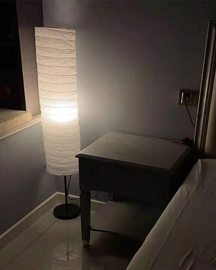 Paper Floor Lamp Shade, Foldable and Minimalist Style Rice Paper Lamps Classic Modern Paper Floor Light Bulb Cage Guard for Living Room Bedroom Décor - LeafyLoom