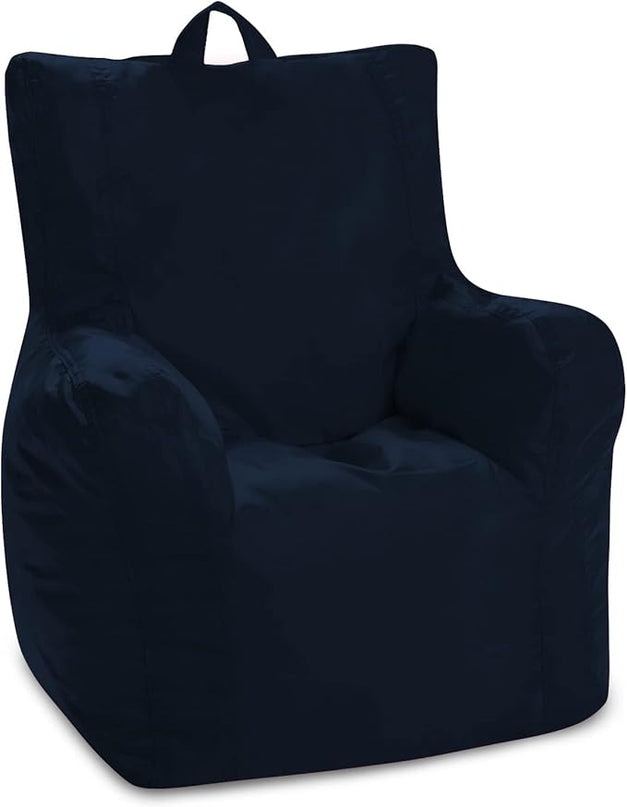 Posh Creations Structured Comfy Bean Bag Chair for Gaming, Reading, and Watching TV, Pasadena Chair, Microsuede - Navy Blue - LeafyLoom