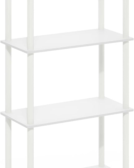 Furinno Turn-N-Tube 4-Tier Multipurpose Shelf Display Rack, White/White - LeafyLoom