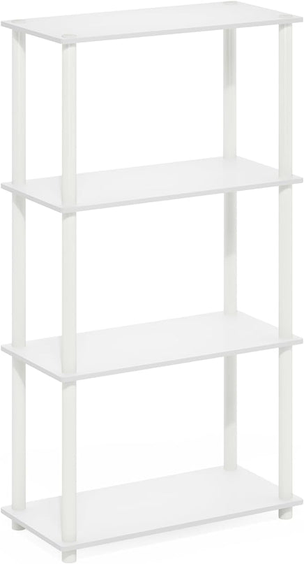 Furinno Turn-N-Tube 4-Tier Multipurpose Shelf Display Rack, White/White - LeafyLoom
