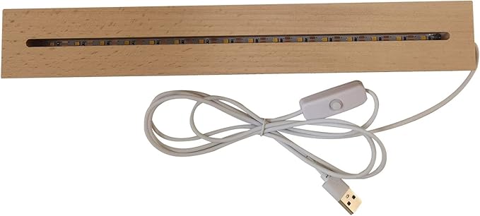 2Pcs 11.8" Rectangle Wooden Display Stand, Warm Light Wooden Lighted Base Wood Rectangle Led Display Pedestal Wood Night LED Light Lamp Base for Crystal Glass Resin Art - LeafyLoom
