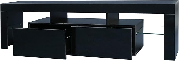 NicBex TV Stand for 70 Inch TV LED Gaming Entertainment Center Media Storage Console Table with Remote Control Lights for Living Room,Bedroom,63 Inch,Black - LeafyLoom