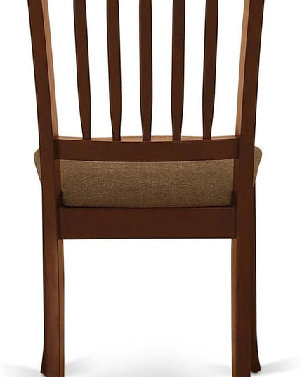 East West Furniture DAC-MAH-C Danbury Dining Room Chairs - Linen Fabric Upholstered Solid Wood Chairs, Set of 2, Mahogany - LeafyLoom