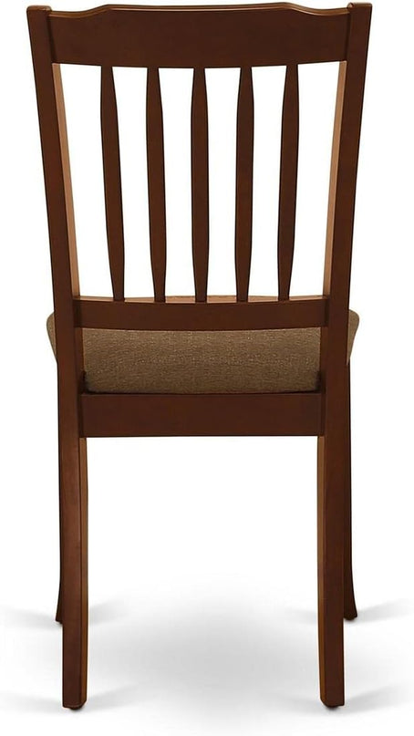 East West Furniture DAC-MAH-C Danbury Dining Room Chairs - Linen Fabric Upholstered Solid Wood Chairs, Set of 2, Mahogany - LeafyLoom