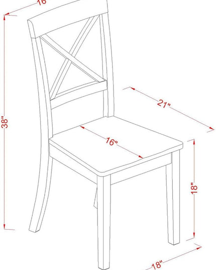 East West Furniture Boston Dining Room Cross Back Solid Wood Seat Chairs, Set of 2, Black - LeafyLoom