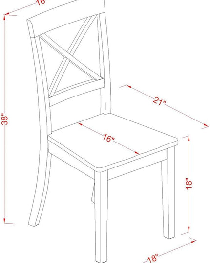 East West Furniture Boston Dining Cross Back Wood Seat Kitchen Chairs, Set of 2, Mahogany - LeafyLoom