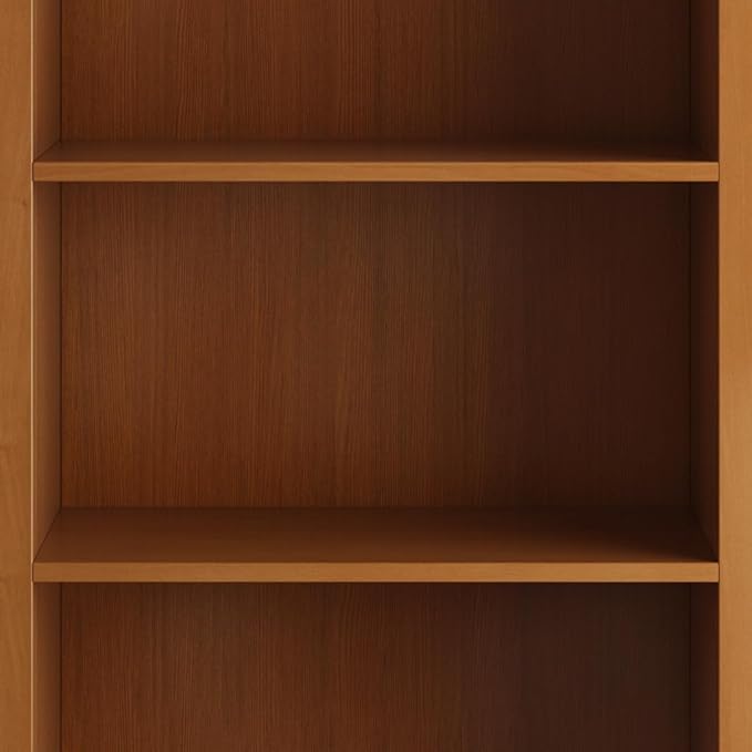 SIMPLIHOME Amherst SOLID WOOD 30 Inch Transitional 5 Shelf Bookcase in Light Golden Brown, For the Living Room, Study Room and Office - LeafyLoom