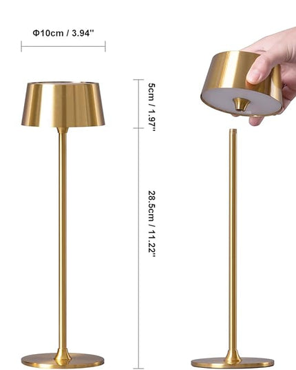 DAWALIGHT Cordless table Lamp 4000mAh Portable Cordless Lamp LED Rechargeable Lamp Stepless Dimming copper Battery Operated Portable tempered glass 2700K copper Base - LeafyLoom