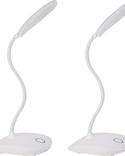 DEEPLITE LED Desk Lamp with Flexible Gooseneck 3 Level Brightness, Battery Operated Table Lamp 5W Touch Control, Compact Portable lamp for Dorm Study Office Bedroom(Set of 2) - LeafyLoom