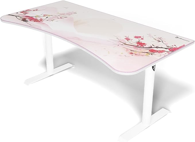 Arozzi Arena Special Edition Ultrawide Curved Gaming and Office Desk with Full Surface Water Resistant Desk Mat Custom Monitor Mount Cable Management Cut Outs - Sakura - LeafyLoom