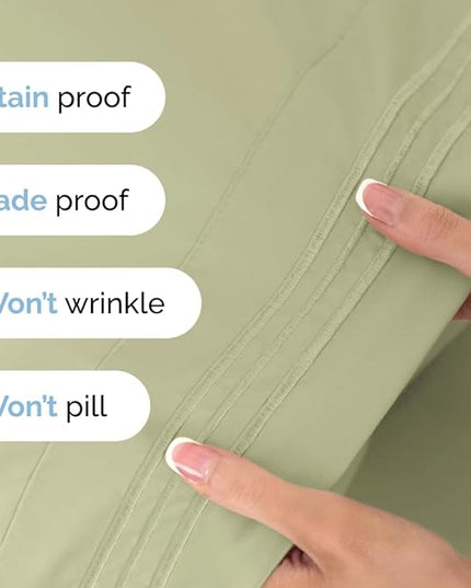 Split King Size 5 Piece Sheet Set - Comfy Breathable & Cooling Sheets - Hotel Luxury Bed Sheets for Women & Men - Deep Pockets, Easy-Fit, Soft & Wrinkle Free Sheets - Light Sage Green Oeko-Tex Sheets - LeafyLoom