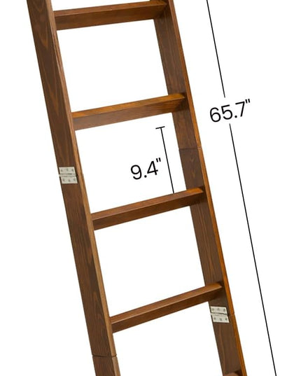 TEAKMAMA Blanket Ladder for Living Room and Bedroom, 5.4 Ft Wall Leaning Blanket Rack, Rustic Decorative Farmhouse Blanket Storage, Quilt Rack, Ladder Holder, Easy to Assemble (Red Brown) - LeafyLoom