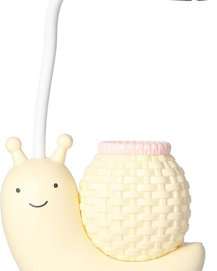 LED Desk Lamp with Pen Holder Cartoon Holder Multiple Function USB Charging Cute Desk Light for Students Kids(Yellow) - LeafyLoom