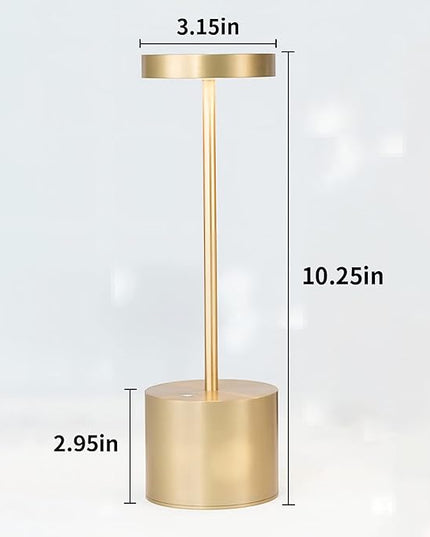 2 Pack Cordless LED Table Lamp, Rechargeable Battery 3 Lighting Modes Dimmable Light Portable Desk Lamps, for Restaurant, Terrace (Gold) - LeafyLoom