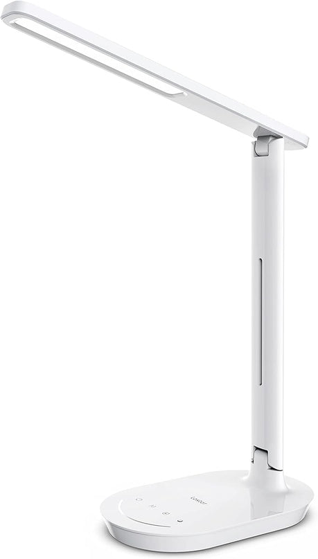 LASTAR LED Desk Lamp, Dimmable Eye-Protecting Table Lamps with Night Light, USB Charging Port, 4 Color Temperature Modes, 5 Brightness Levels, 1H Timer, Touch Control for Home Office Bedroom - LeafyLoom