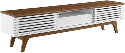 Modway Render Mid-Century Modern Low Profile 70 Inch TV Stand in Walnut White, 70" - LeafyLoom