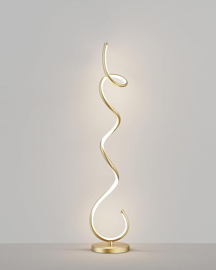 Modern Floor Lamps for Living Room, LED 53" Tall 30W Gold Spiral Corner Floor Lamp with Remote, 3 Color Temperature, Stepless Dimmable, Bright Standing Lamp for Bedroom Home Office Deco - LeafyLoom
