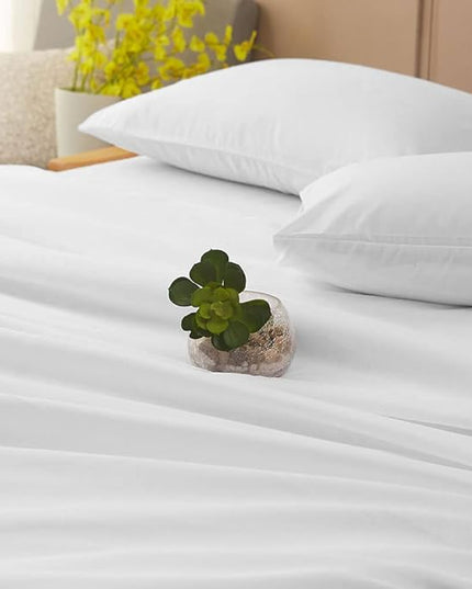SONORO KATE Bed Sheet Set Super Soft Microfiber 1800 Thread Count Luxury Egyptian Sheets 18-Inch Deep Pocket Wrinkle-3 Piece(Twin XL White) - LeafyLoom