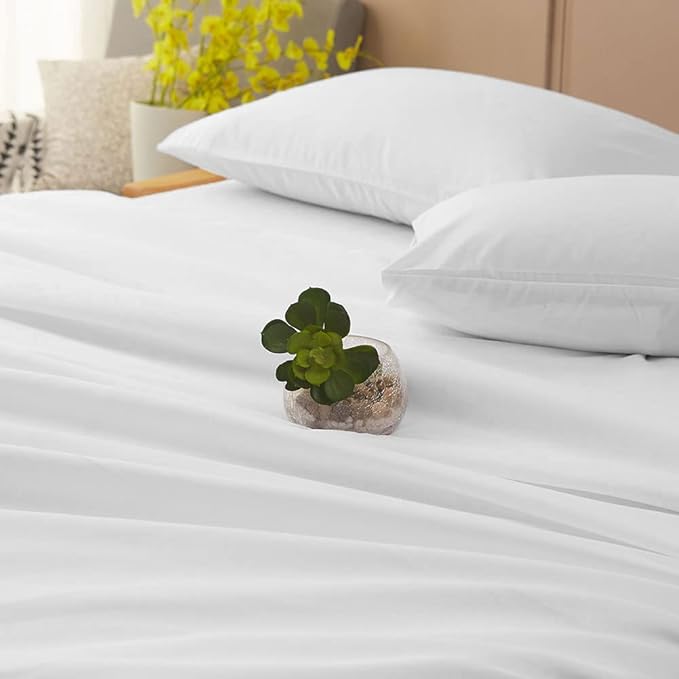 SONORO KATE Bed Sheet Set Super Soft Microfiber 1800 Thread Count Luxury Egyptian Sheets 18-Inch Deep Pocket Wrinkle-3 Piece(Twin XL White) - LeafyLoom