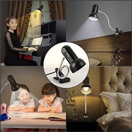 Clamp Desk Lamps 360 ° Flexible Clip on Light,Portable Book Reading Light,Clip on Desk/Table/Bed/Piano/headboard Light Home/Bedroom Lighting - LeafyLoom