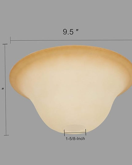 Giluta Small Floor Lamp Glass Shade Replacement Globe -Fitting Opening 1.625" Elegant Style Small Light Fixture Shade, Height: 4.13 inch (105mm), Width: 9.45 inch (240mm). Lipless - LeafyLoom