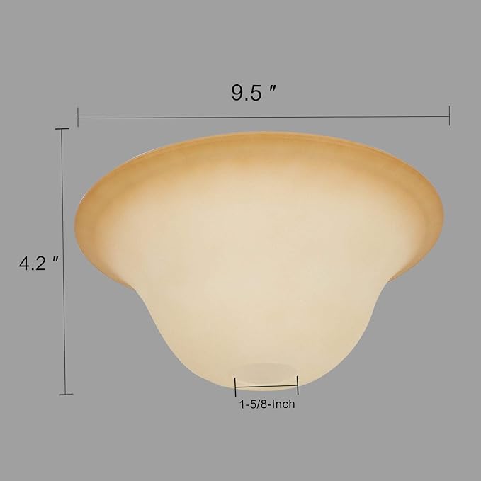 Giluta Small Floor Lamp Glass Shade Replacement Globe -Fitting Opening 1.625" Elegant Style Small Light Fixture Shade, Height: 4.13 inch (105mm), Width: 9.45 inch (240mm). Lipless - LeafyLoom