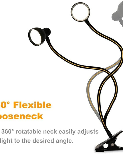 Clip on Light Reading Light for Bed 3 Color Modes 10 Dimmable Brightness Eye Care Clamp Desk Lamp Flexible Gooseneck Book Light for Reading in Bed Desk Light for Bed Headboard Computer - LeafyLoom
