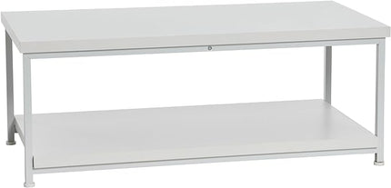 Household Essentials Jamestown Rectangular Coffee Table with Storage Shelf Scandinavian White and White Metal - LeafyLoom