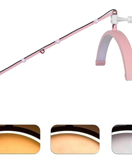 Led Half Moon Light for Lashes, Tattoo Lamp, Estheticians Light, Desk Lamp, Swing Arm Light, Lash Lamp (Pink) - LeafyLoom