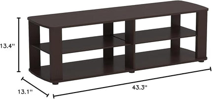 Furinno Nelly Entertainment Center TV Stand, Short 43.3"(W) x13.4(H) x13.1(D), Dark Brown - LeafyLoom