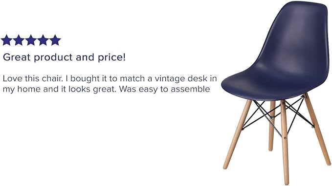 Flash Furniture Elon Series Navy Plastic Chair with Wooden Legs - LeafyLoom