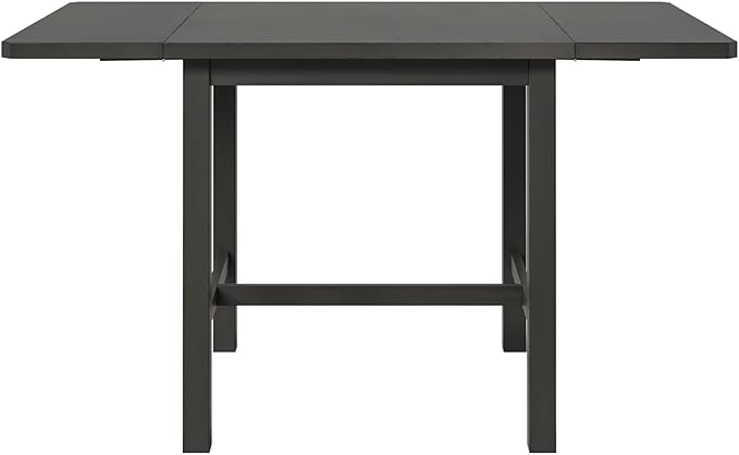 Merax Wood Breakfast Nook Extendable Dining Table Set with 4 Ladder Back Chairs for Small Places, 5-Piece Square Drop Leaf, Gray - LeafyLoom