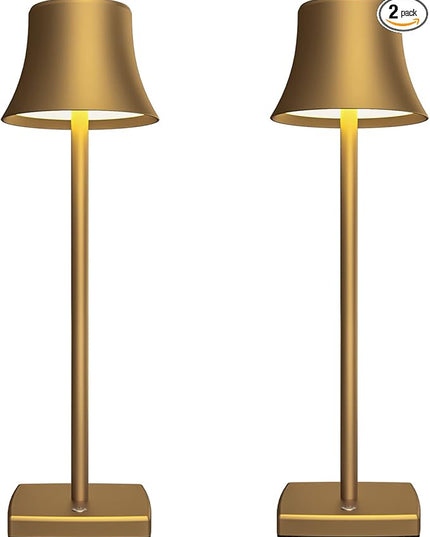 SAKRINGT 2 Pack LED Cordless Table Lamps Rechargeable,5000mAh Battery Operated Table Light,3 Color Stepless Dimming,Portable Small Desk Lamp in Aluminum for Party Patio Restaurant Indoor/Outdoor - LeafyLoom