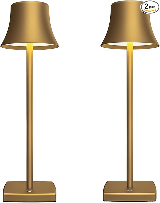 SAKRINGT 2 Pack LED Cordless Table Lamps Rechargeable,5000mAh Battery Operated Table Light,3 Color Stepless Dimming,Portable Small Desk Lamp in Aluminum for Party Patio Restaurant Indoor/Outdoor - LeafyLoom