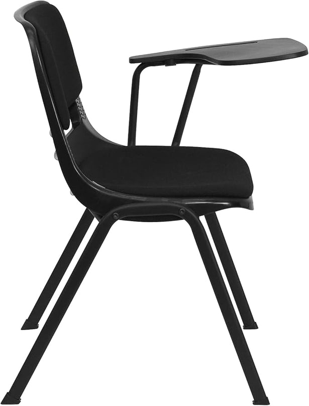 Flash Furniture Black Padded Ergonomic Shell Chair with Left Handed Flip-Up Tablet Arm - LeafyLoom