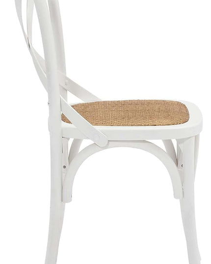 Modway Gear Rustic Modern Farmhouse Elm Wood Rattan Two Dining Chairs in White - LeafyLoom