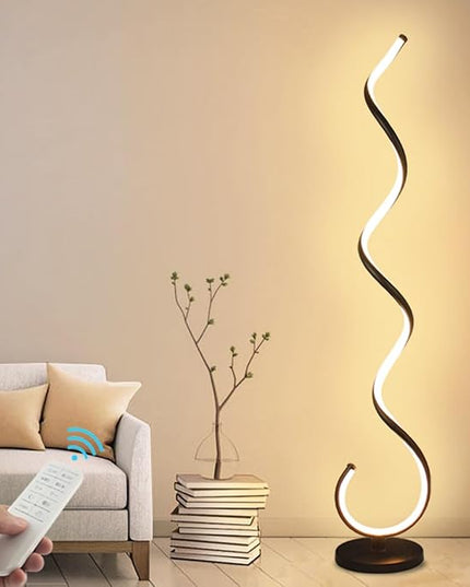Spiral LED Floor Lamp, 40W Dimmable Modern Floor Lamps for Living Room with Remote Control, Stepless Adjustable Colors & Brightness Standing Lamp Reading Corner Floor Lamp for Bedroom - Black - LeafyLoom