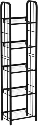 Bookshelf Storage Shelf Bookcase Freestanding Storage Stand for Living Room, Bedroom, Kitchen Rust Resistance Easy Assembly Free Combination Multi-Functional Organizer (5 Tiers, Black) - LeafyLoom