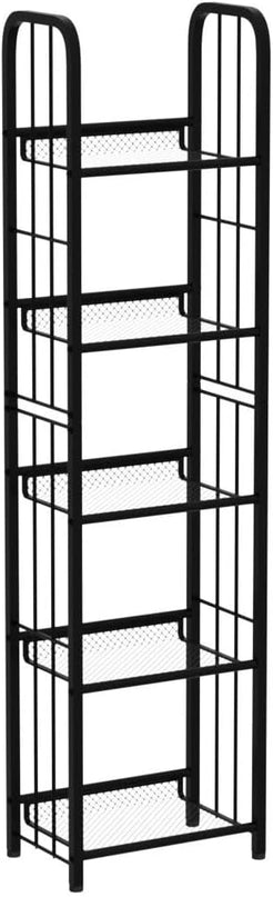 Bookshelf Storage Shelf Bookcase Freestanding Storage Stand for Living Room, Bedroom, Kitchen Rust Resistance Easy Assembly Free Combination Multi-Functional Organizer (5 Tiers, Black) - LeafyLoom