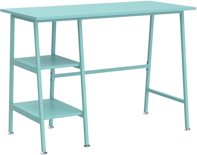 VECELO 43 Inch Computer Modern Student Writing home-office, Ladder Desk, Blue +Blue Leg - LeafyLoom