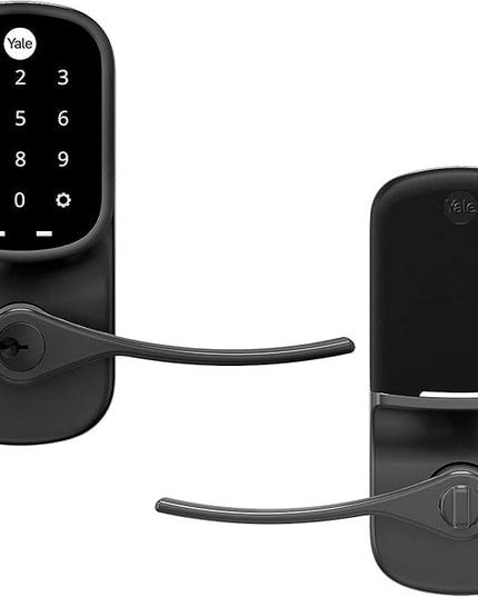 Yale Assure Lever Entry Door Handle with Keypad, Black Suede Smart Door Lock with Handle, Back-Up Key, and Z-Wave, ‎YRL226-ZW2-BSP Yale