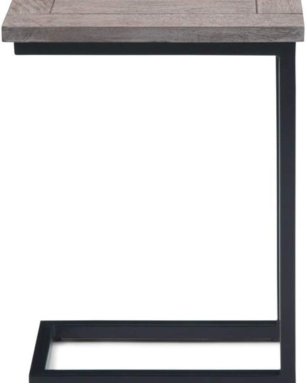 SIMPLIHOME Skyler SOLID MANGO WOOD and Metal 18 Inch Wide Rectangle C Side Table in Birch, Fully Assembled, For the Living Room and Bedroom - LeafyLoom