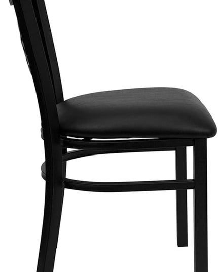 Flash Furniture Hercules Series "X" Back Metal Restaurant Chair, Modern Upholstered Armless Dining Chair for Restaurants and Kitchens, Black - LeafyLoom