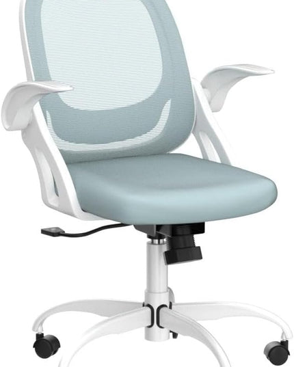 Home Office Chair Work Desk Chair Comfort Ergonomic Swivel Computer Chair, Breathable Mesh Desk Chair, Lumbar Support Task Chair with Wheels and Flip-up Arms and Adjustable Height - LeafyLoom