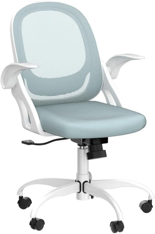 Home Office Chair Work Desk Chair Comfort Ergonomic Swivel Computer Chair, Breathable Mesh Desk Chair, Lumbar Support Task Chair with Wheels and Flip-up Arms and Adjustable Height - LeafyLoom