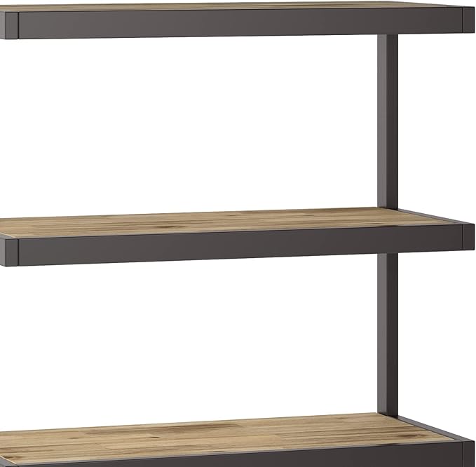 SIMPLIHOME Erina SOLID ACACIA WOOD 36 Inch Rectangle Modern Industrial Bookcase in Distressed Golden Wheat, for The Living Room, Study Room and Office - LeafyLoom
