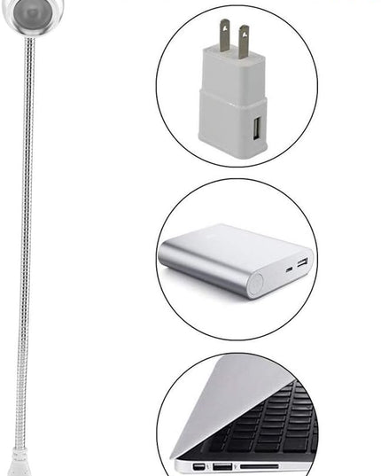 01 Friendly to Eyes Easy to Use LED Mini USB Lamp, No Flicker USB LED Lamp, for Desk(Silver, Warm Light) - LeafyLoom