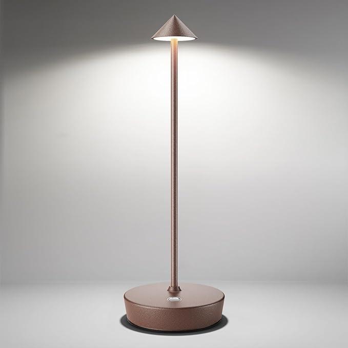 Cordless Table Lamps Rechargeable, 6000mAh Battery Operated LED Desk Lamp Outdoor Waterproof Portable Touch Dimmable Table Night Light for Patio Restaurant Dining Home Rust - LeafyLoom